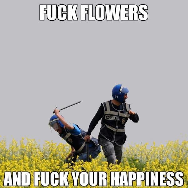 Fuck flowers and fuck your happiness
