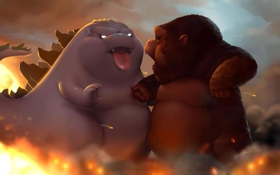 Godzilla với Kong béo ú cute ngắt zú nhau