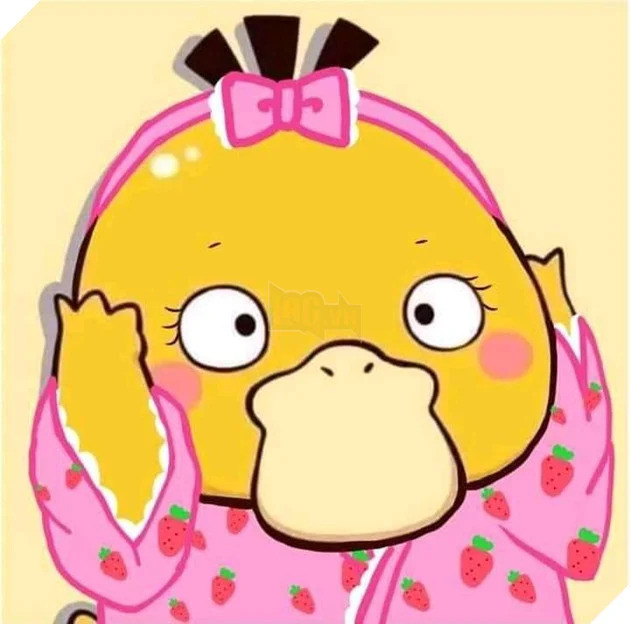 Meme vịt vàng mặc áo ngủ hồng cute
