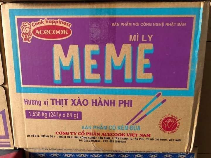 Mì tôm Meme hương vị thịt xào hành phi