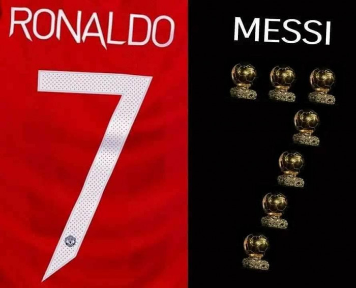 So sánh Ronaldo và Messi nhưng Messi nhận 7 quả bóng vàng