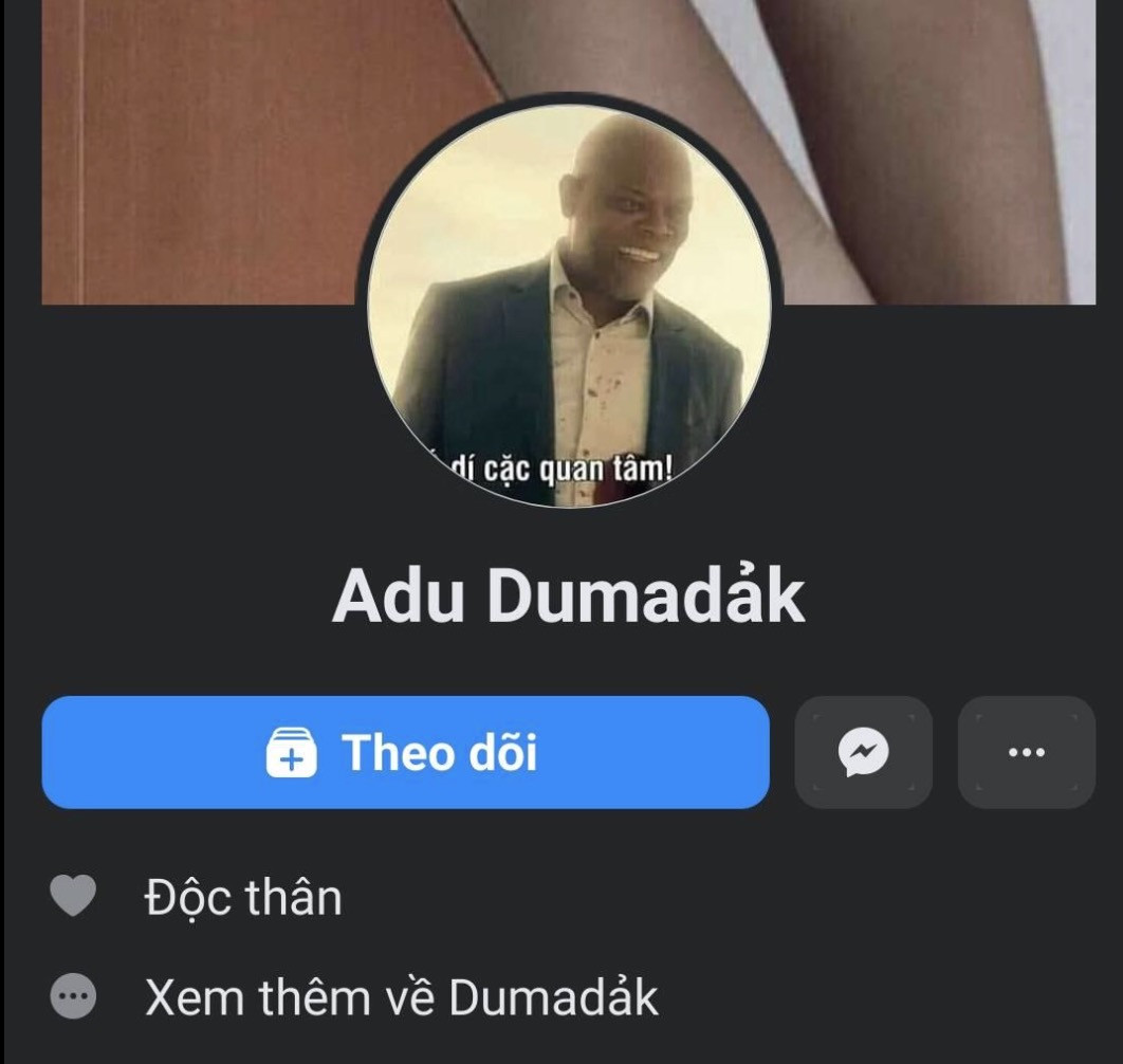 Trang facebook của người đàn ông Adu Dumadảk